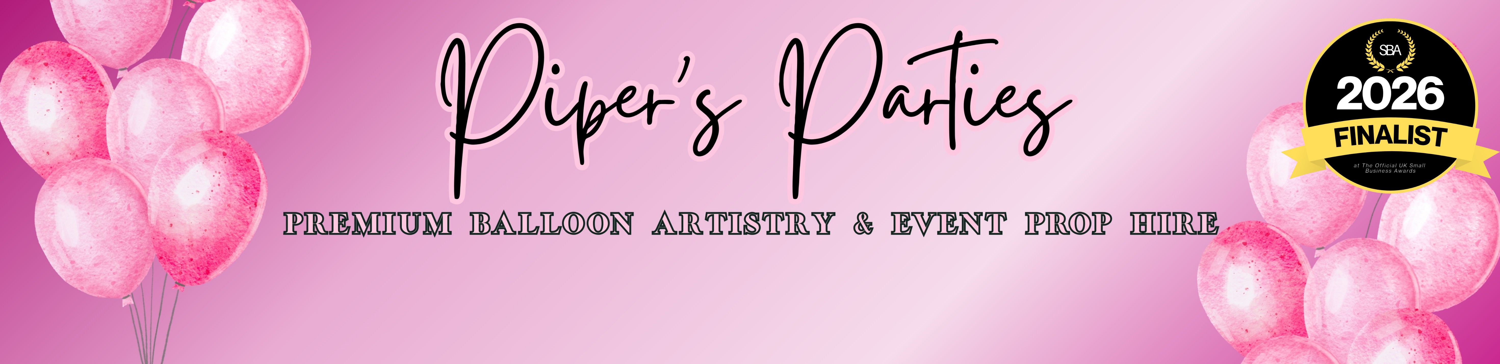 Piper's Parties premium balloon garlands and backdrop setup in Swadlincote